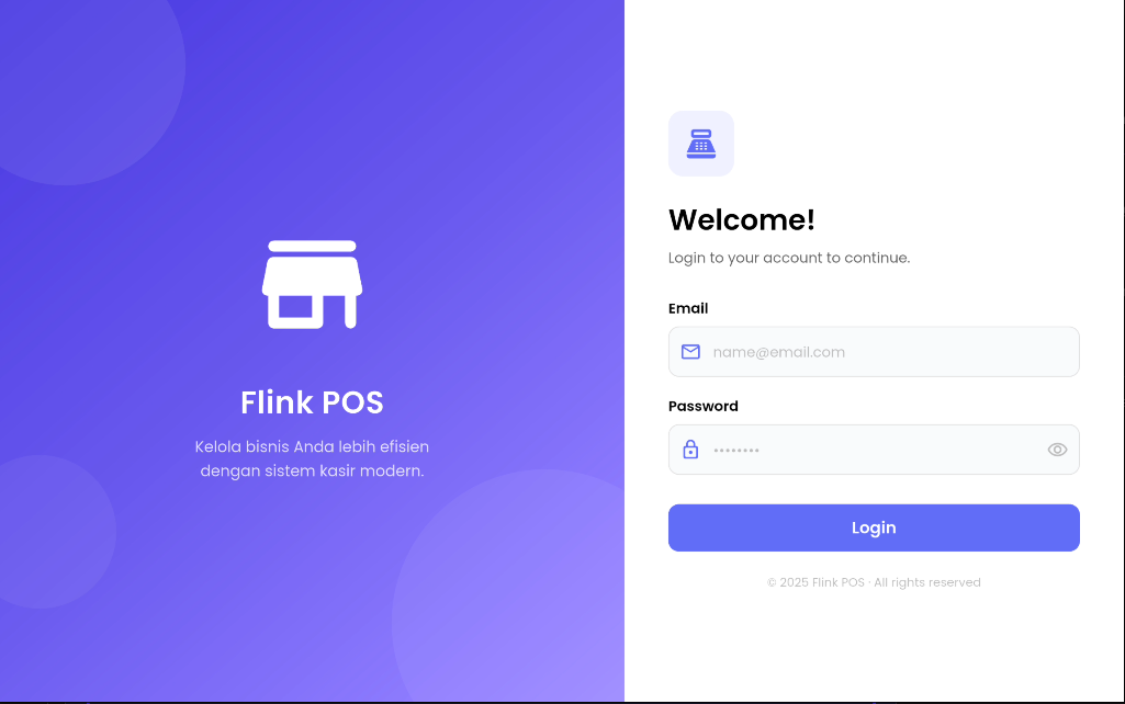Layar Form Login Toko