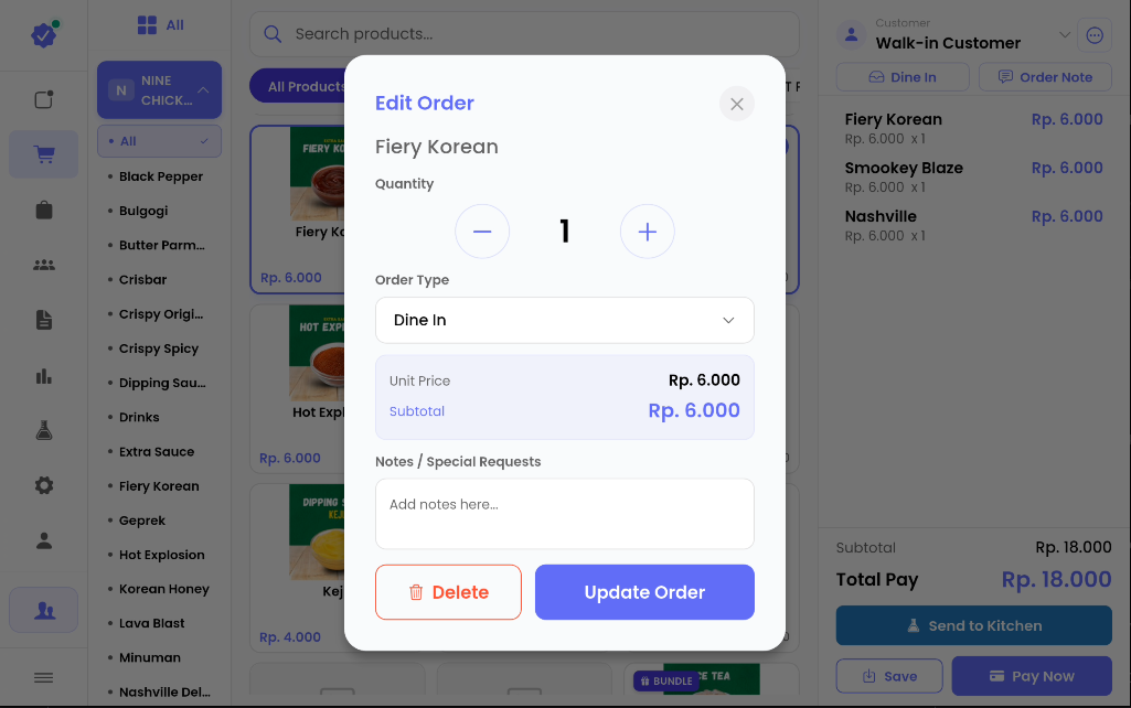 Pilihan Tipe dan Catatan