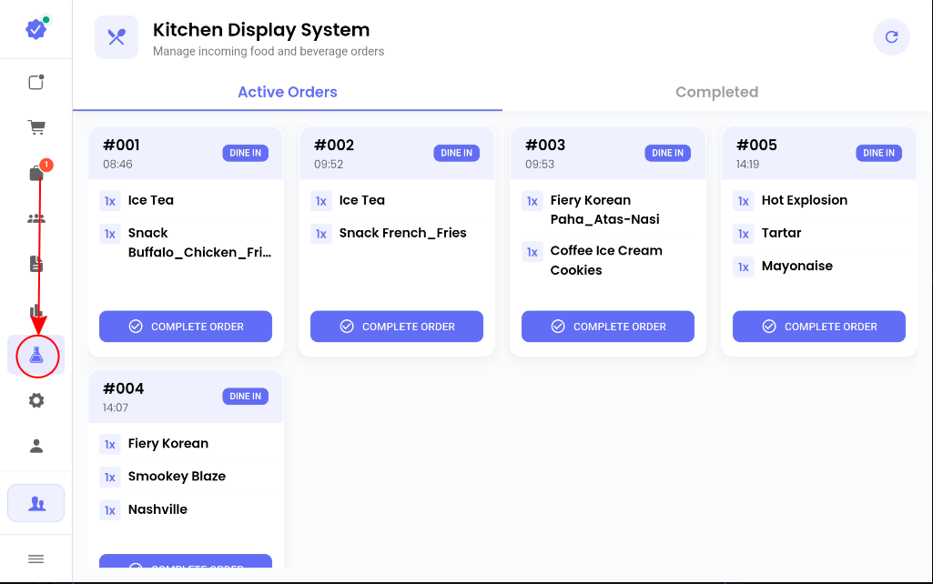 Layar Utama Kitchen Display System